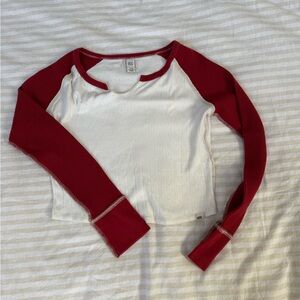 BCG Women's Long Sleeve Top - Red and White